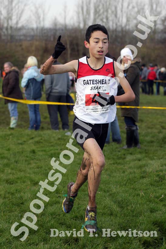 Markhim Lonsdale (Gateshead) wins the under-15 boys 2012 North East Championships, Summerhill Country Park, Hartlepool.